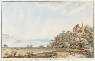 Vue Du Chateau De Cerlier Et Du Lac De Bienne