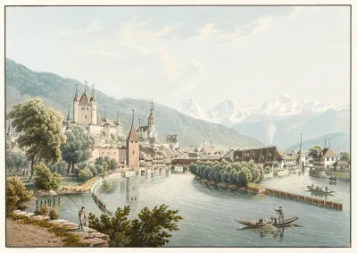 Vue Du Chateau Et De La Ville De Thoune