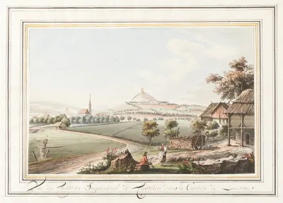 Vue Du Chateau Seigneurial De Castelen Dans Le Canton De Lucerne
