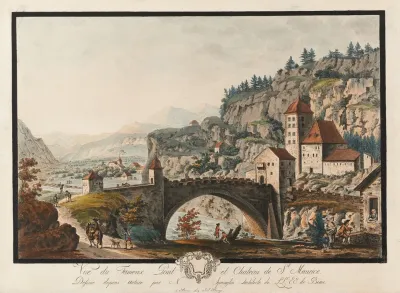 Vue Du Fameux Pont Et Chateau De St Maurice