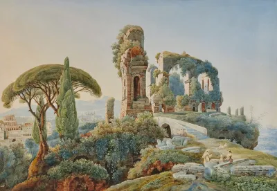Vue Du Forum Romain Avec Le Colisee A Larriere Plan