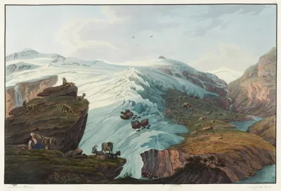 Vue Du Glacier Du Rheinwald Prise Pres Les Cabanes Des Bergers De Bergame