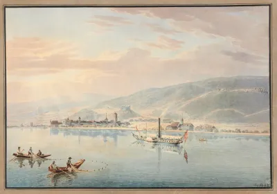 Vue Du Lac De Bienne Et Du Bateau A Vapeur Union Pres De La Neuveville