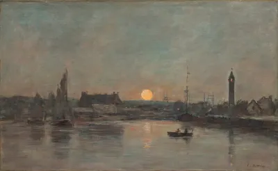 Vue Du Port De Trouville Au Crepuscule