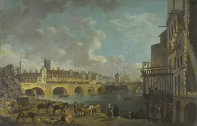 Vue Du Quai De Gesvres Au Moment De La Demolition Des Maisons Du Pont Au Change