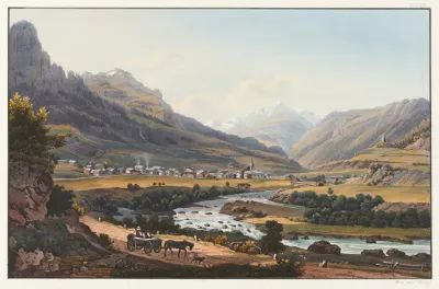 Vue Du Village De Zillis Dans La Vallee De Schams En Venant De Via Mala Canton Des Grisons