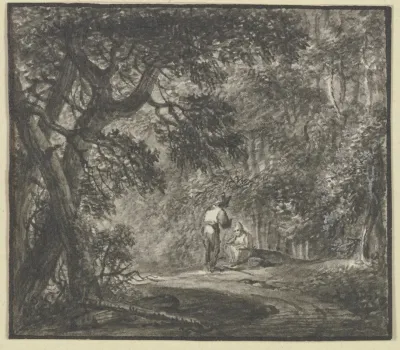 Waldinneres Mit Zwei Figuren