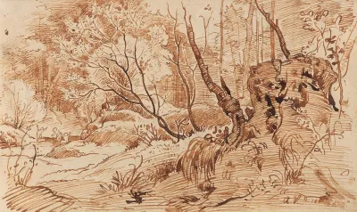Waldlandschaft Mit Badenden Kindern