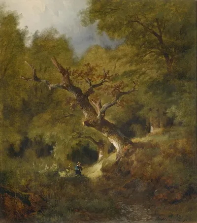Waldlandschaft Mit Jager