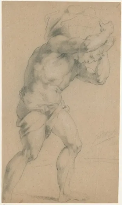 Walking Naked Man Carrying A Load