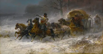 Wallachians On The Move In A Winter Landscape