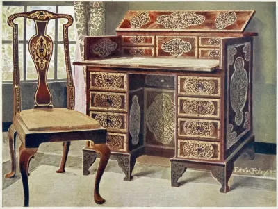 Walnut Inlaid Writing Table