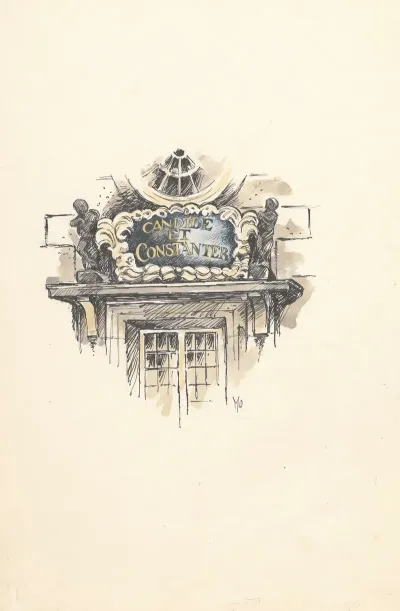 Wapenspreuk Candide Et Constanter Boven De Ingang Van Het Stadhuis Van Enkhuizen