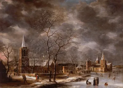 Warmond Castle In A Winter Landscape