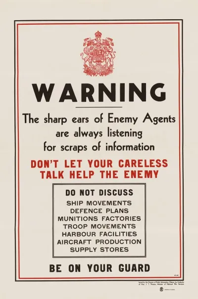 Warning The Sharp Ears Of Enemy Agents Are Always Listening For Scraps Of Information