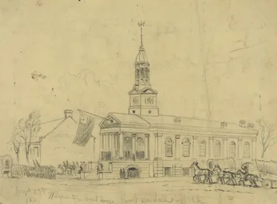 Warrenton Court House Retreat Of The Army Of The Rappahannock Through The Town