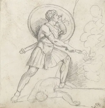 Warrior With A Shield And Torch