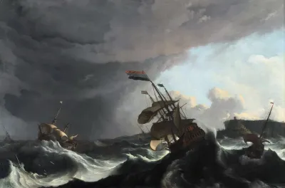 Warships In A Heavy Storm