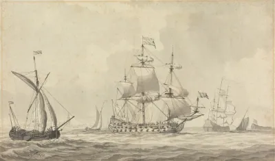 Warships In A Stiff Breeze Off The Dutch Coast