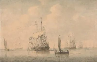 Warships Preparing To Sail From Their Anchorage