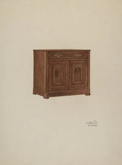 Wash Cabinet With Marble Top And Semi Back