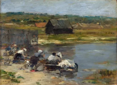 Washerwomen At The Edge Of The Pond