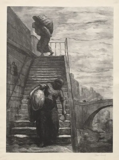 Washerwomen Descending A Quai Staircase