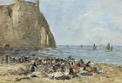 Washerwomen On The Beach Of Etretat