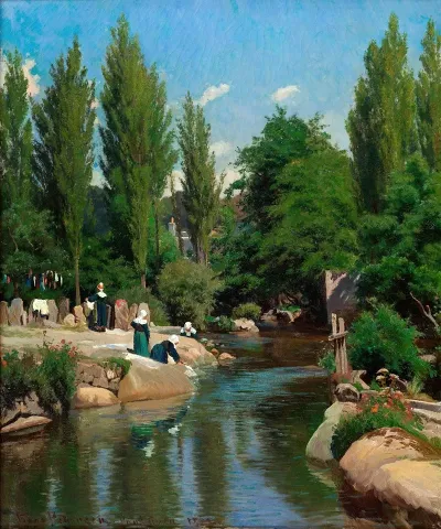 Washing Clothes By A Creek In Brittany