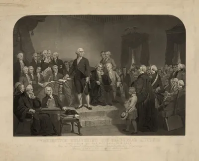 Washington Delivering His Inaugural Address April 1789 In The Old City Hall New York