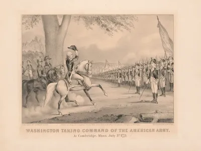 Washington Taking Command Of The American Army At Cambridge Mass July 3rd 1775