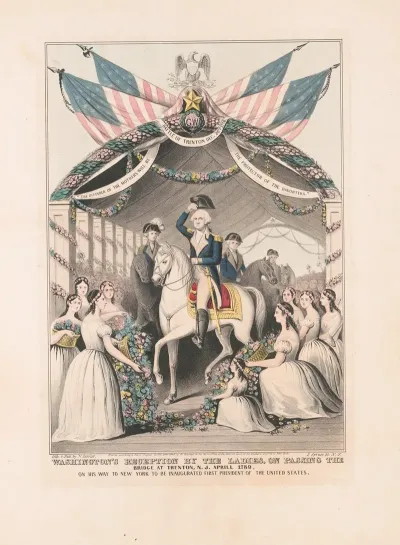 Washingtons Reception By The Ladies On Passing The Bridge At Trenton N J April 1789 On His Way To Be Inaugurated First President Of The United States