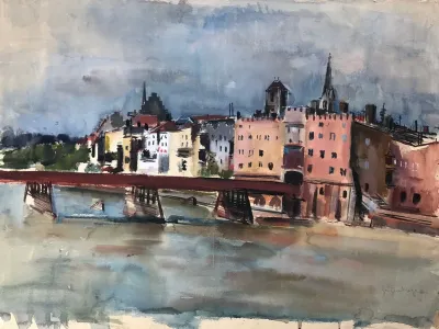 Wasserburg Am Inn Frontpartie Mit Innbrucke