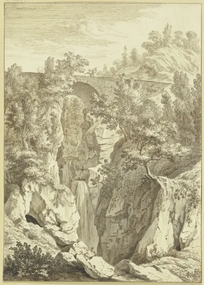 Wasserfall Uber Welchen Eine Steinbrucke Fuhrt