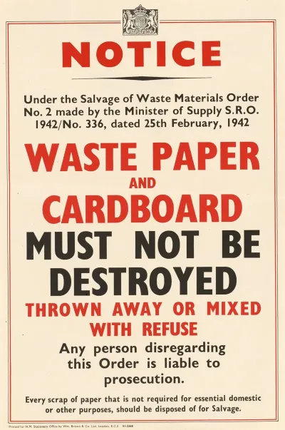 Waste Paper And Cardboard Must Not Be Destroyed Thrown Away Or Mixed With Refuse