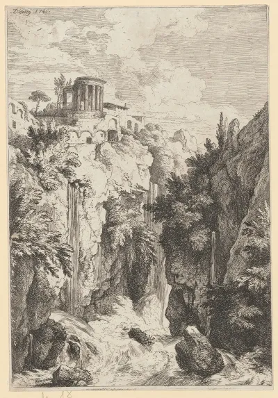 Waterfall And Temple Of The Sibyl In Tivoli