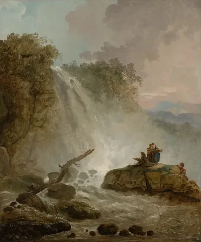 Waterfall With Drawing Artist