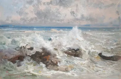 Waves Crashing On The Rocks At Bordighera