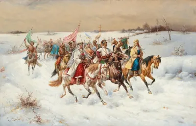 Wedding Procession In A Winter Landscape