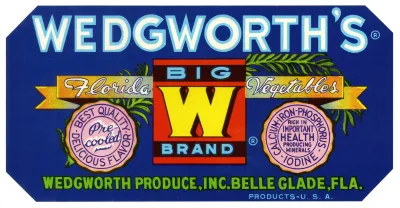 Wedgworths Big W Brand Florida Vegetables Label