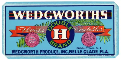 Wedgworths Double H Brand Florida Vegetables Label