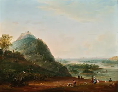 Weinernte Vor Wien Mit Blick Nach Klosterneuburg Den Leopoldsberg Bisamberg Und Korneuburg