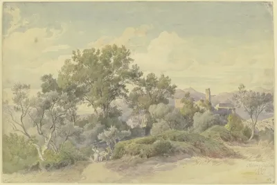 Weite Italienische Gebirgslandschaft Mit Olevano
