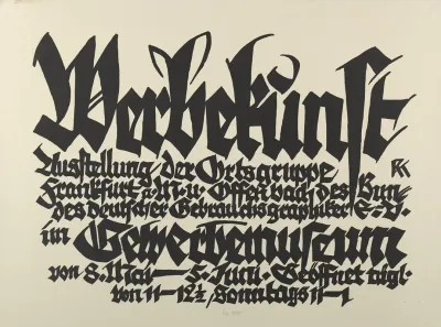 Werbekunst Ausstellung Der Ortsgruppe Frankfurt A M Und Offenbach Des Bundes Deutscher Gebrauchsgraphiker E V Im Gewerbemuseum Von 8 Mai 5 Juni