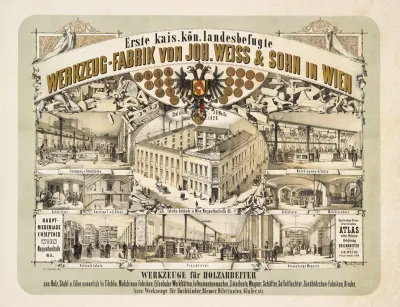 Werbelithographie Der Holzwerkzeugfabrik Johann Weiss Sohn 5 Margaretenstrase 65
