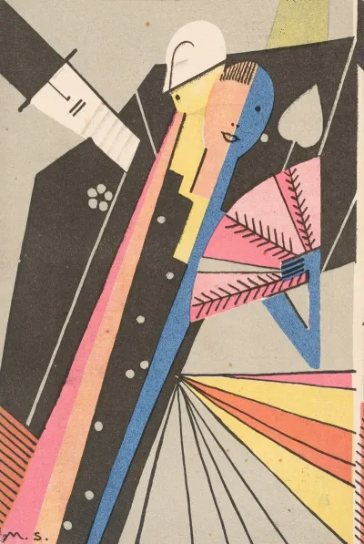 Werbepostkarte Der Wiener Werkstatte Fur Faschingskostume Und Stoffe