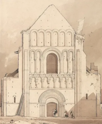 West Front Of The Church Of Oyestraham Ouistreham Near Caen Normandy