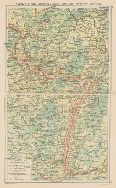 Western‎ ‎front‎ Showing‎ Forests And Main Defences Section