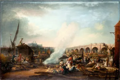 Westminster Bridge And The Thames Procession Of King Christian Vii Of Denmark In 1769