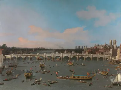 Westminster Bridge With The Lord Mayors Procession On The Thames